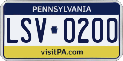 PA license plate LSV0200