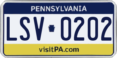 PA license plate LSV0202