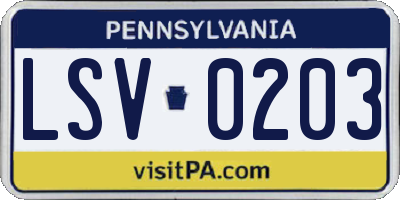 PA license plate LSV0203