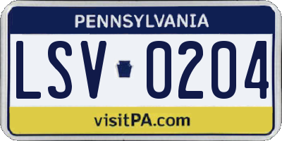 PA license plate LSV0204