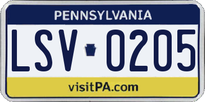 PA license plate LSV0205