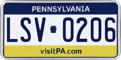 PA license plate LSV0206
