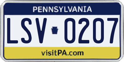PA license plate LSV0207