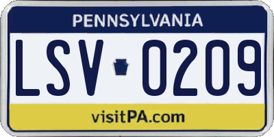 PA license plate LSV0209