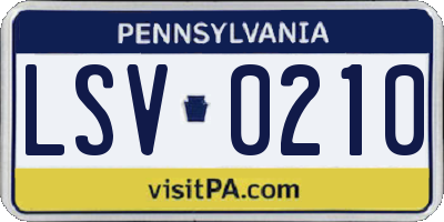 PA license plate LSV0210