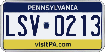 PA license plate LSV0213
