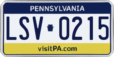 PA license plate LSV0215