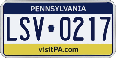 PA license plate LSV0217