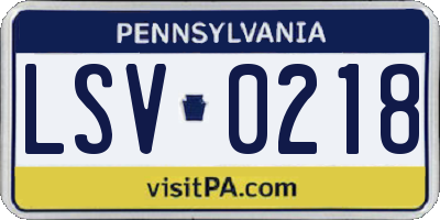 PA license plate LSV0218