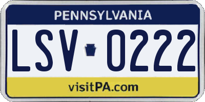 PA license plate LSV0222