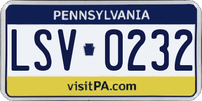 PA license plate LSV0232