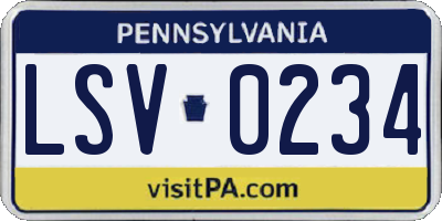 PA license plate LSV0234