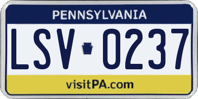 PA license plate LSV0237