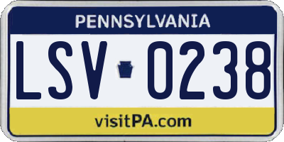 PA license plate LSV0238