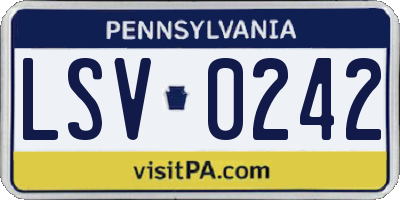 PA license plate LSV0242