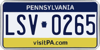 PA license plate LSV0265