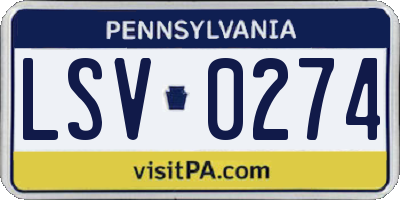 PA license plate LSV0274