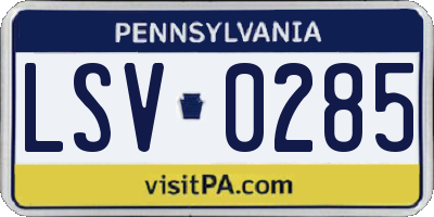 PA license plate LSV0285