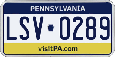 PA license plate LSV0289
