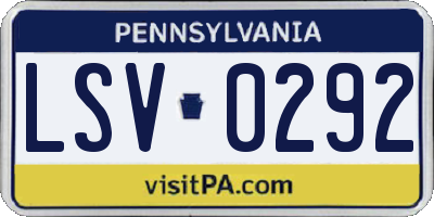 PA license plate LSV0292