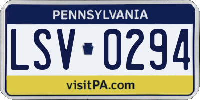 PA license plate LSV0294
