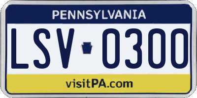 PA license plate LSV0300