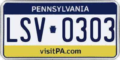 PA license plate LSV0303