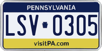 PA license plate LSV0305