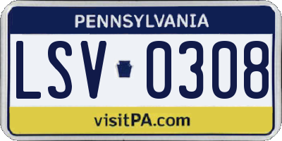 PA license plate LSV0308