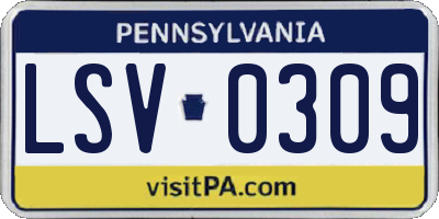 PA license plate LSV0309