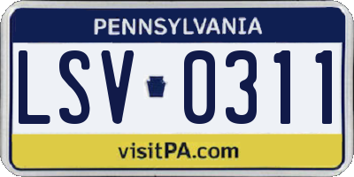 PA license plate LSV0311