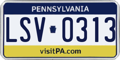 PA license plate LSV0313