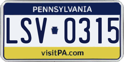 PA license plate LSV0315