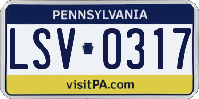 PA license plate LSV0317