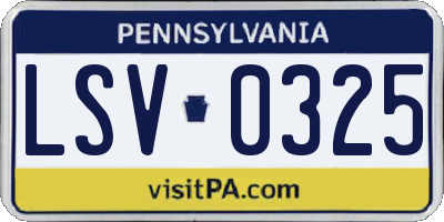 PA license plate LSV0325