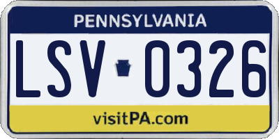 PA license plate LSV0326