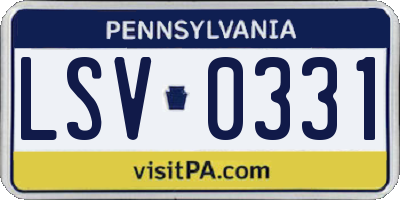 PA license plate LSV0331