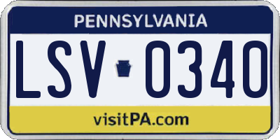PA license plate LSV0340