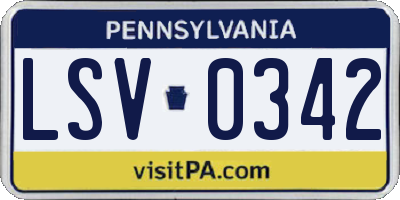 PA license plate LSV0342