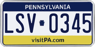 PA license plate LSV0345