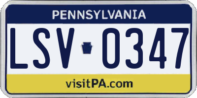PA license plate LSV0347