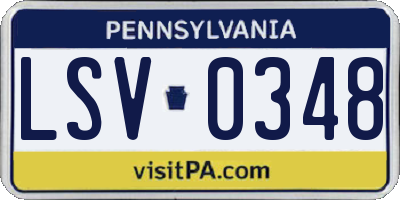 PA license plate LSV0348