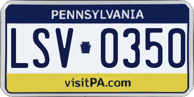 PA license plate LSV0350