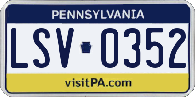 PA license plate LSV0352