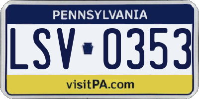 PA license plate LSV0353