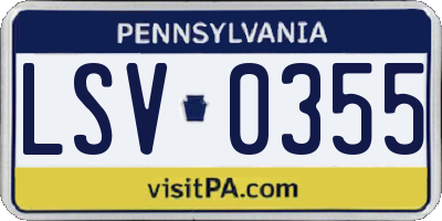 PA license plate LSV0355