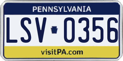 PA license plate LSV0356