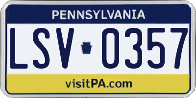 PA license plate LSV0357