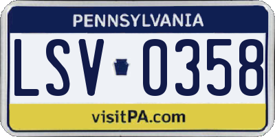 PA license plate LSV0358