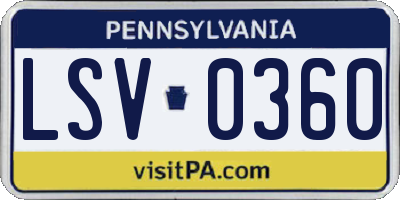 PA license plate LSV0360